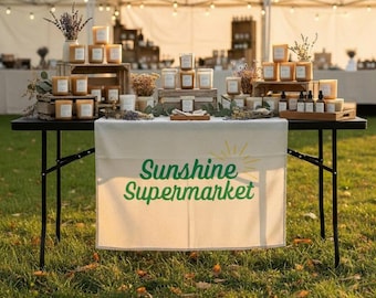 Custom Logo Table Runner for Vendor Booths | Personalized Linen or Canvas Banner for Craft Fairs, Farmers Markets & Small Business Branding