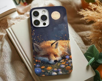 Moonlit Sleeping Fox iPhone Tough Case Forest Night Art Protective Phone Cover