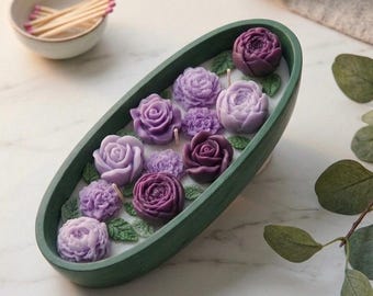Handmade soy wax candles with floral patterns, floral decor, decorations, Mother's Day, gift for mom, birthday gift, floral planter