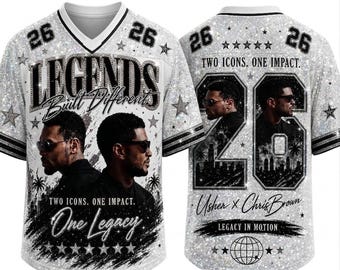 Usher Chr1s Br0wn  football Jersey, R&B Legends Concert Shirt, 2026 Tour Fan Apparel,Usher Chr1s Br0wn baseball jersey, Two Icons Sports Tee