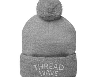 Pom-Pom Knit Cap (Embroidery)