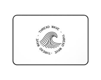 Thread Wave cirkelvormig gegolfd logo bureaumat | minimalistische zwart-witte bureauonderlegger