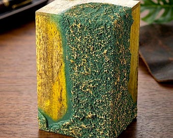 Urnenschachtel aus Holz, handgefertigt, grün gemasert, Erinnerungsstück, Urnen