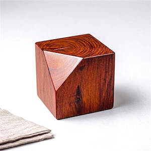 Solid Rosewood Cube Paperweight, Handcrafted Wooden Desk Accessory, Minimalist Office Decor, Paper weight, image 1