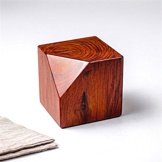 Solid Rosewood Cube Paperweight, Handcrafted Wooden Desk Accessory, Minimalist Office Decor, Paper weight,