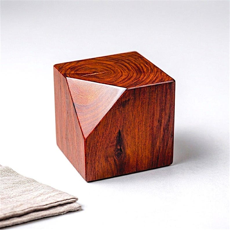 Solid Rosewood Cube Paperweight, Handcrafted Wooden Desk Accessory, Minimalist Office Decor, Paper weight, image 1
