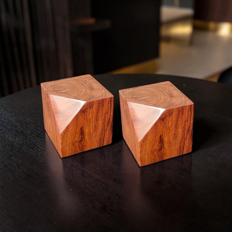 Solid Rosewood Cube Paperweight, Handcrafted Wooden Desk Accessory, Minimalist Office Decor, Paper weight, image 8
