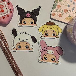 Peeking Sanrio Sonny Angel Glitter Stickers