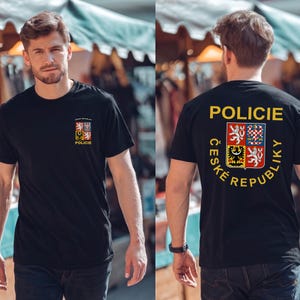 Czech Republic Police Policie - Men's Back And Front T-Shirt Tee