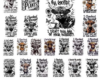 20 Design I Checked My Receipt Svg Png, Funny Highland Cow Svg, Adult Humor Svg, Sarcasm Quote Svg Cricut Files