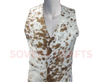 Brown Cowhide Vest – Rodeo Style Hair-on Leather Waistcoat
