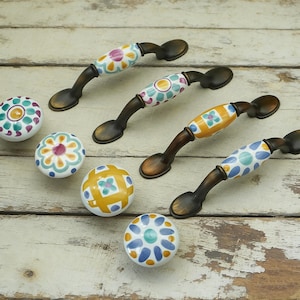 Keramik Blumen Schubladenknauf & Griffe: Antik Messing Schrank Griff, Knäufe, Küche Knäufe Hardware