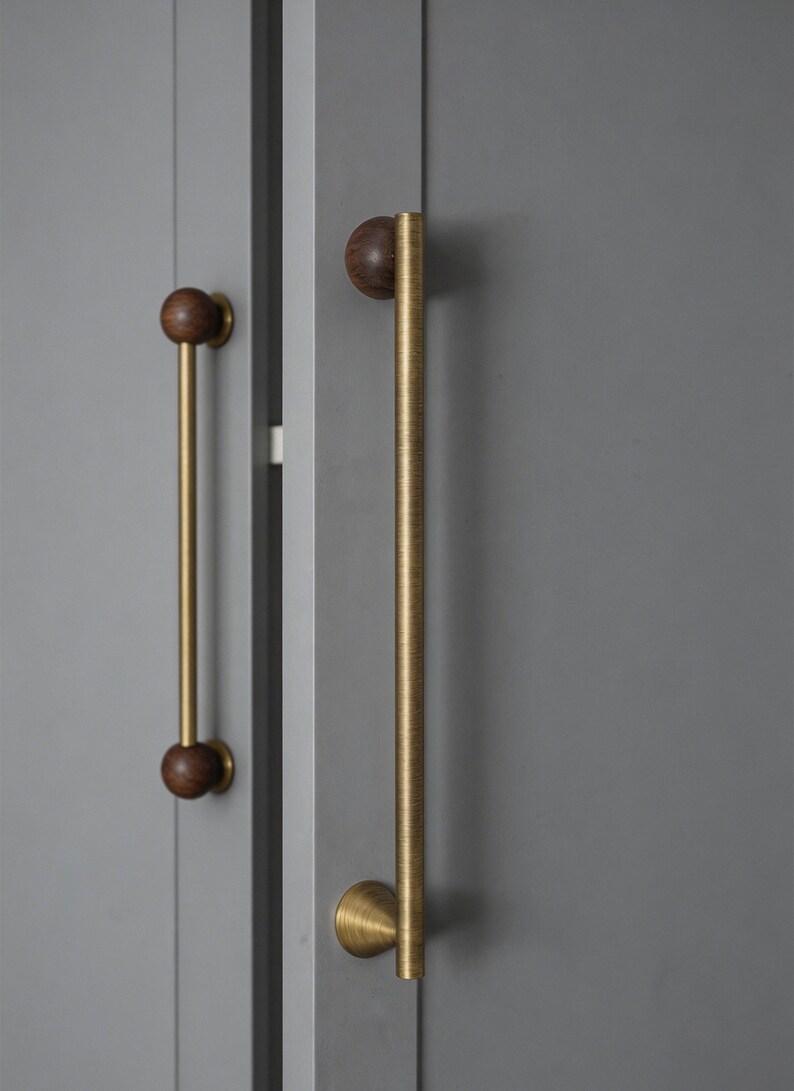 Solid Brass Cabinet Knobs Pulls,Aged brass Drawer pull handle, Vintage Brass Cabinet Handles Pulls,Kitchen Handles Wardrobe handle Door pull image 10