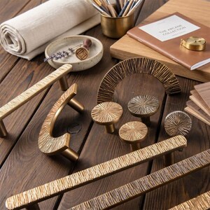 Hammered Brass Semi Circle Drawer Pull/Textured Cabinet Handle/Modern Drawer Knobs/Wardrobe Handles/Kitchen Hardware