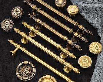 アンティーク真鍮キッチンプル/ヨーロピアンスタイルヴィンテージ高級ブロンズ/クローゼットプル/ワードローブ引き出しキッチンプル/家具ワードローブ引き出しノブ