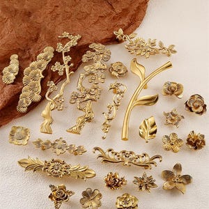 Brass Plum Bossom Handles/Solid Twigs Cabinet Pulls/Flower Knobs/Drawer Pulls/Dresser Knobs Pulls/Drawer Pulls/Handle Unique/CabinetHardware