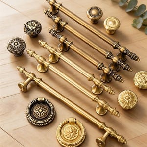 Poignées de cuisine en laiton antique/style européen vintage luxe Bronze/placard poignées/tiroir de garde-robe Cuisine poignées/meubles penderie bouton de tiroir
