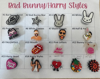 Bad Bunny Harry Styles Croc charms/ jibbbitz/ shoe charms