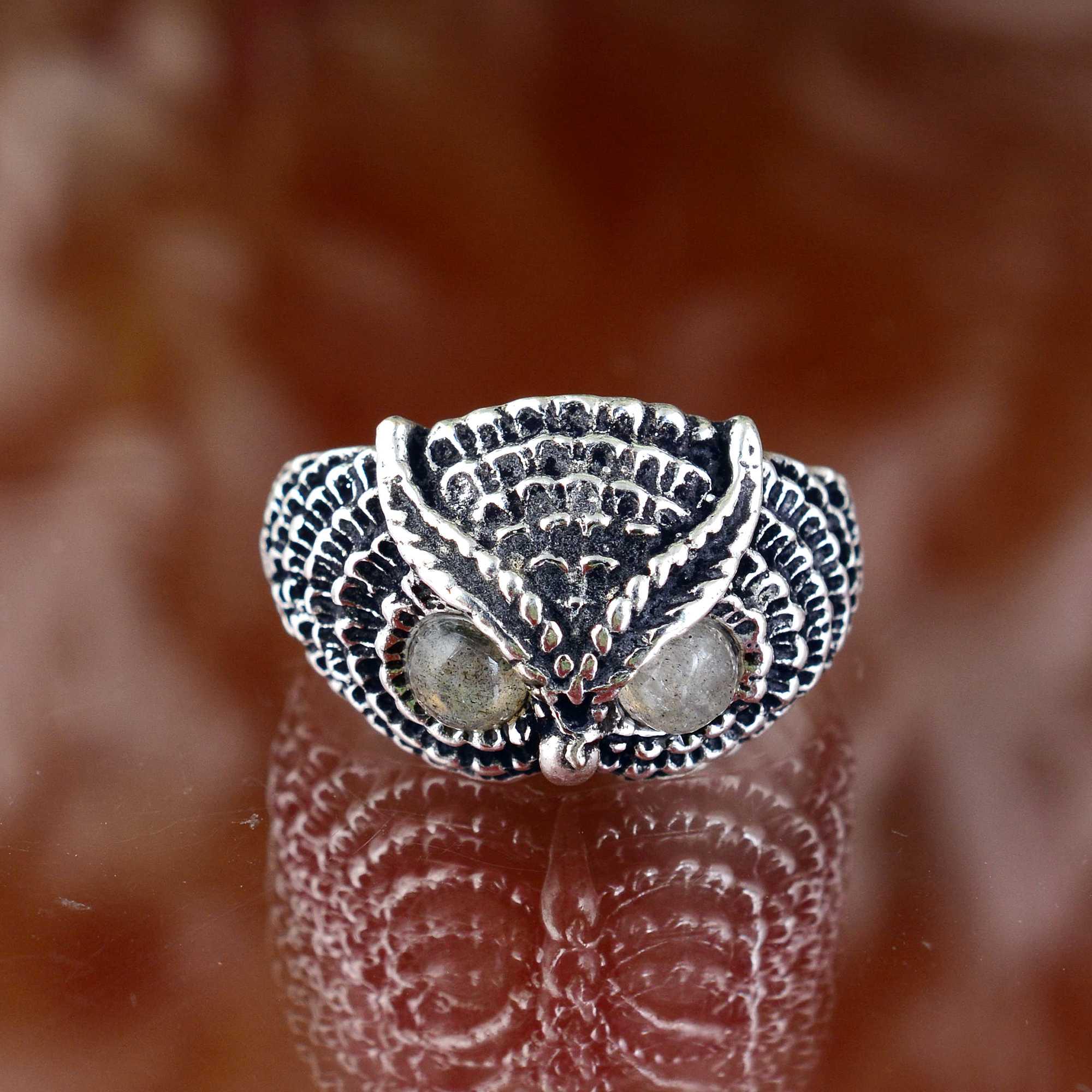 Handmade Owl Ring, Vintage Style Brass Statement Jewelry