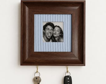 New Home Couple Striped Fabric Photo Frame Key Holder Personalized Gift