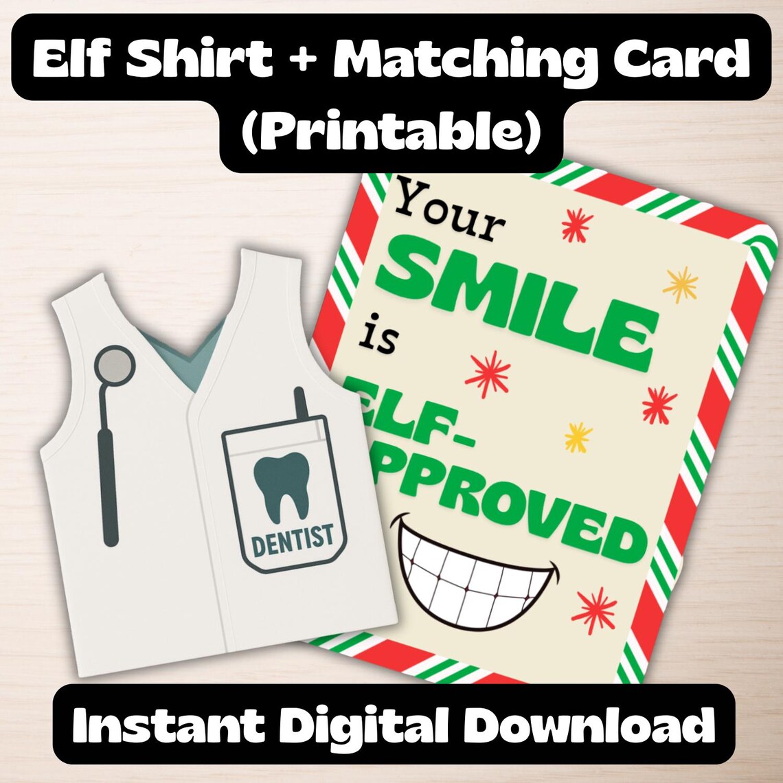 Dentist Elf on the Shelf Digital Download | Dental Scrubs + Note