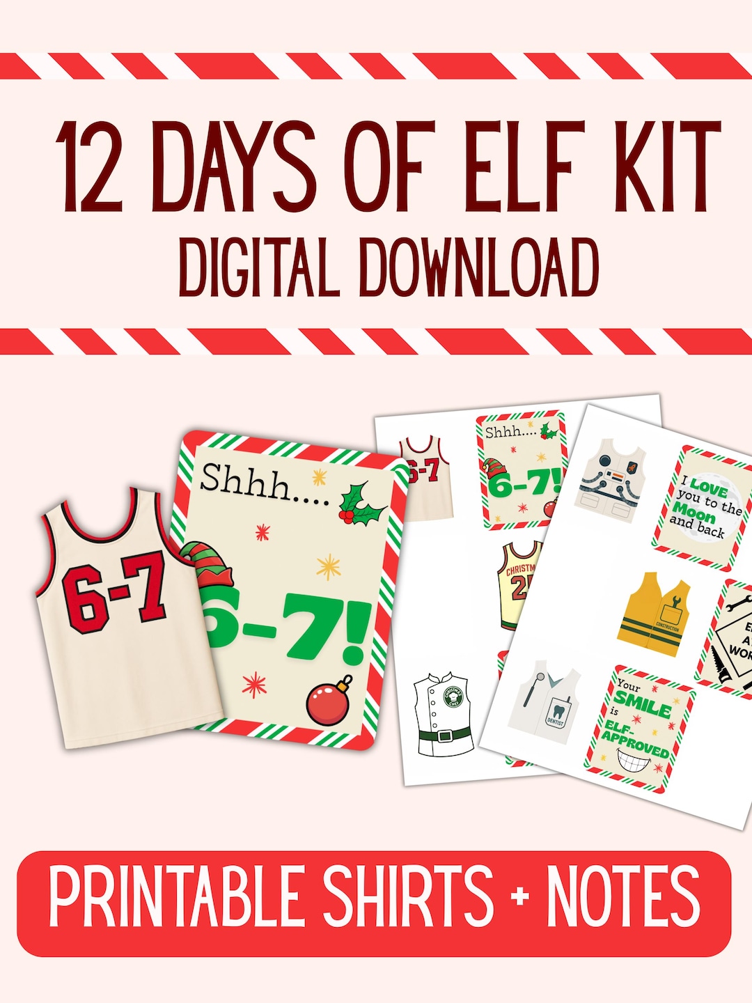 Elf Kit 12 Days Digital Download | Printable Shirts Accessories and ...