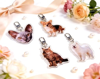 Personalized Cat & Dog Keychain, Custom Pet Photo Keychain, Pet Memorial Gift, Dog Mom Gift, Unique Small Pet Keepsake