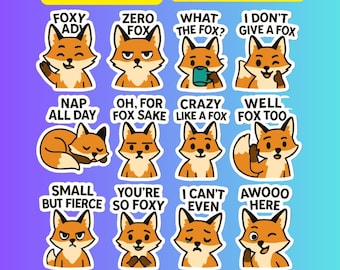 Funny Fox Stickers | Printable PNG Bundle (Digital Download)