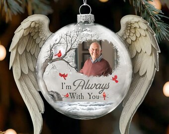 Christmas Ornament I'm Always With You Personalized Memorial Glass Photo Ornament