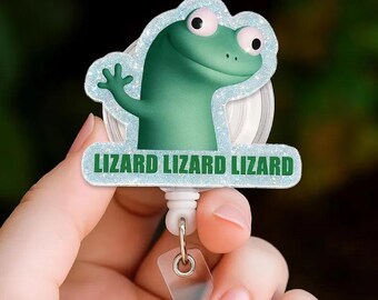 Funny Lizard Lizard Lizard Badge Reel, Reptile Vet Tech ID Holder, Cute Gecko Animal Gift