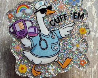 Cuff Em Badge Reel, Police Officer ID Holder, Law Enforcement Cop Gift