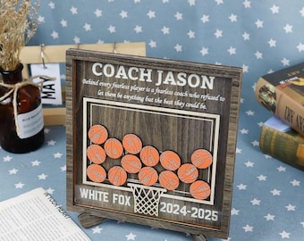 Personalized Basketball Shaker Wood Sign Gift for Coach, Thank You End of Season Coach Gifts, Appreciation Manager Gift from Basketball Team