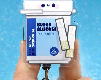 Blood Glucose Test Strip Badge Reel, Diabetes Educator ID Holder, Endocrinology Nurse Gift