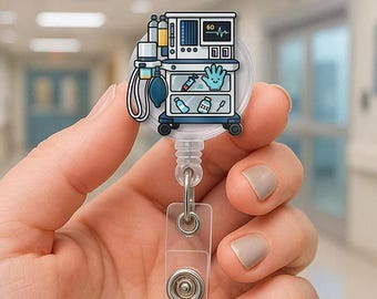 Anesthesia Machine Badge Reel, Cute CRNA ID Holder, Anesthesiologist Gift