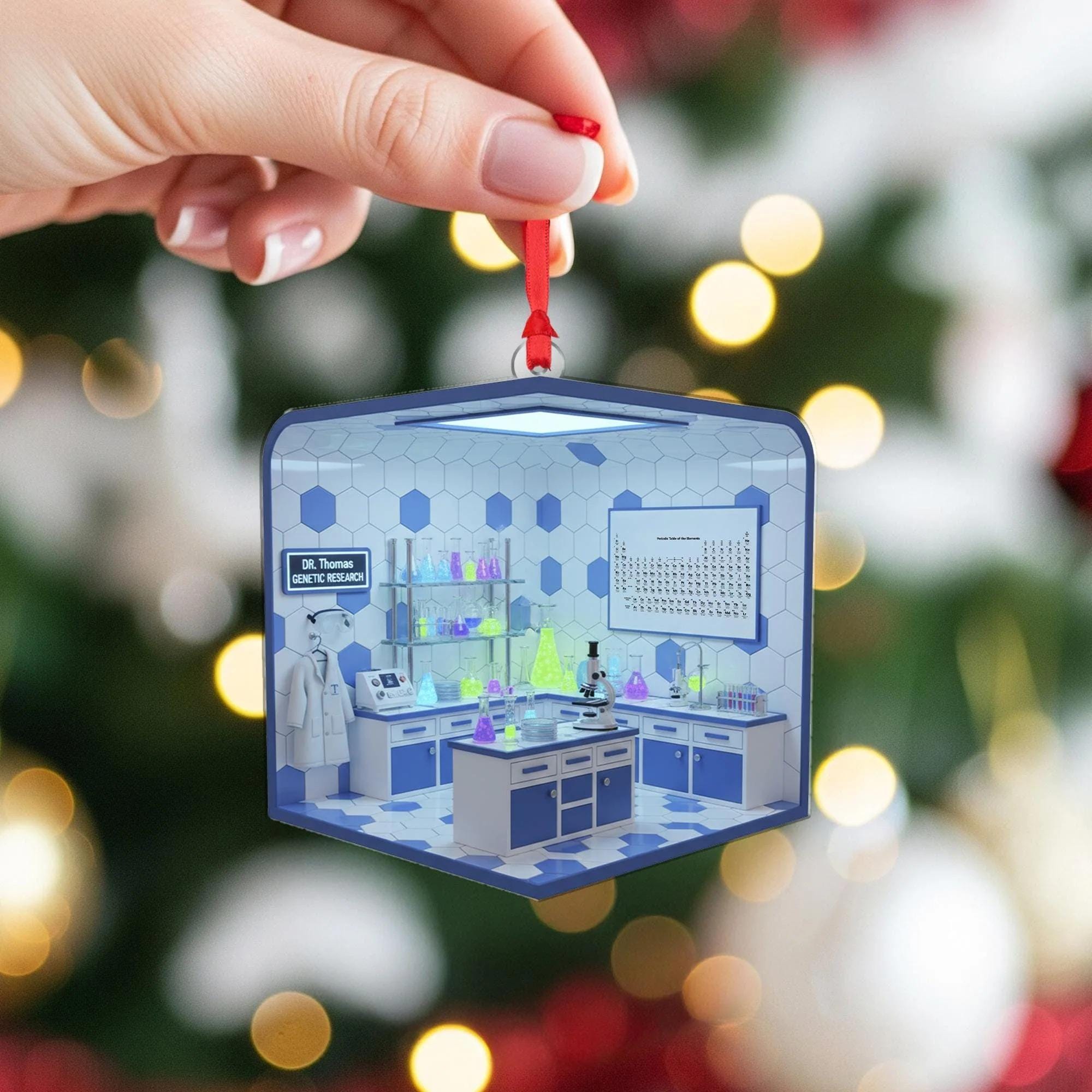 Diarama Science Lab Personalized Science Lab Ornament Chemist Researcher Diorama Microscope ...