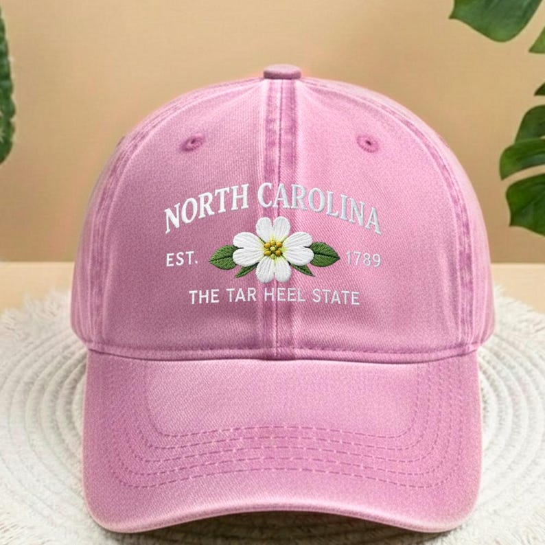 North Carolina State Flower Dogwood Embroidered Hat, Vintage 1789 Est Tar Heel State Cap, Navy Cotton Dad Hat, NC Southern Gift for Her image 8