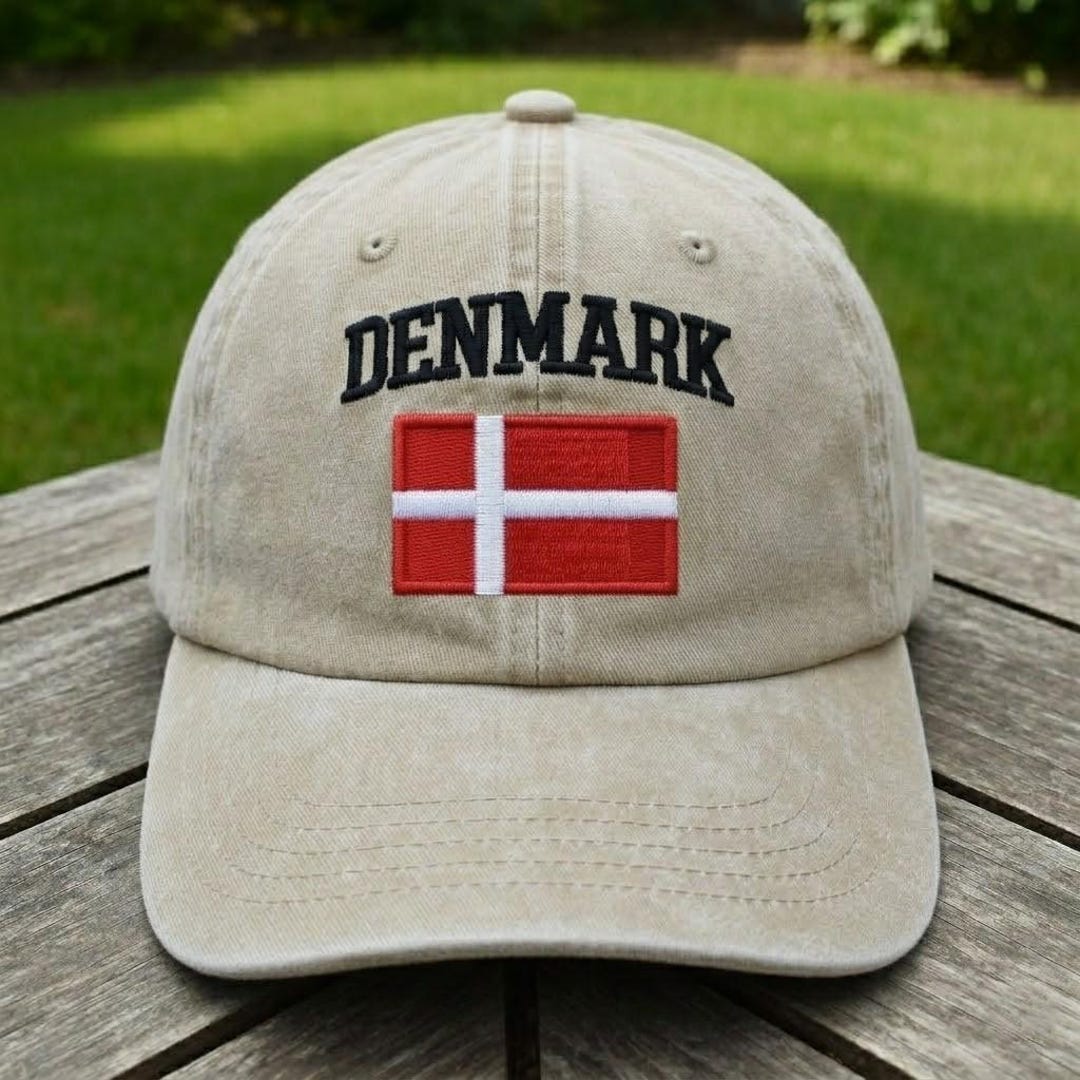Denmark Flag Hat Embroidered Danish Cap Vintage Beige Cotton Trucker ...