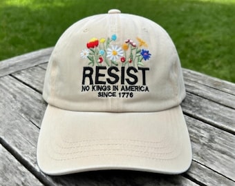 Resist No Kings in America Since 1776 Embroidered Hat Patriotic Protest Adjustable Baseball Cap