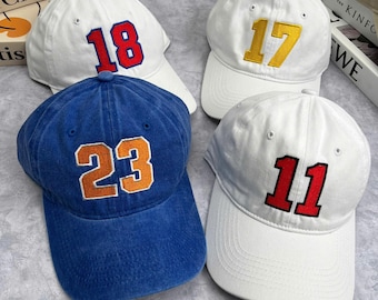 Custom Embroidered Sports Number Hat, Baseball Number Hat, Game Day, Personalized Sport Mom Hat, Embroidered Player Number, Game Day