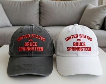 United States vs Bruce Springsteen Hat, Funny Political Statement Cap, Patriotic Dad Hat, Protest Gift