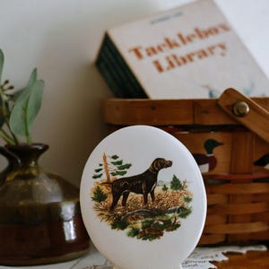 Vintage 1979 Signed M. Mason Studio Pottery Hunting Dog Plaque - Self Standing Ceramic German Shorthaired Pointer Easel Art, Signed Wildlife
