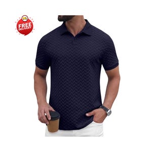 Mens Knit Polo, Textured Polo, Casual Polo Men, Golf Polo Shirt, Summer Polo Tee, Collared Polo, Breathable Polo, Stylish Polo Top, Short Sleeve Polo, Modern Polo Men, Fashion Polo Tee, Classic Polo Men, Comfortable Polo