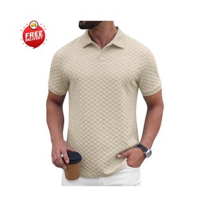 Mens Knit Polo, Textured Polo, Casual Polo Men, Golf Polo Shirt, Summer Polo Tee, Collared Polo, Breathable Polo, Stylish Polo Top, Short Sleeve Polo, Modern Polo Men, Fashion Polo Tee, Classic Polo Men, Comfortable Polo