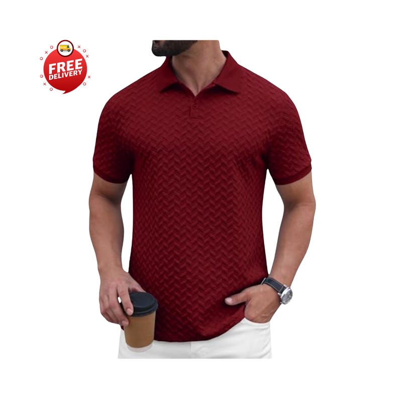 Mens Knit Polo, Textured Polo, Casual Polo Men, Golf Polo Shirt, Summer Polo Tee, Collared Polo, Breathable Polo, Stylish Polo Top, Short Sleeve Polo, Modern Polo Men, Fashion Polo Tee, Classic Polo Men, Comfortable Polo
