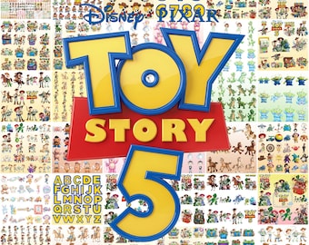 500+Toy Story PNG Mega Bundle, Toy Story Font & Alphabet, Buzz Lightyear Woody Jessie PNG, Toy Story 5 Clipart, Birthday Shirt Cricut Files