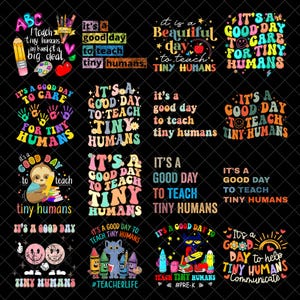 It's A Good Day To Teach Tiny Humans Png, Trendy Retro Wavy Stacked Front Back Pocket Digital Download Sublimation PNG & SVG Cricut File