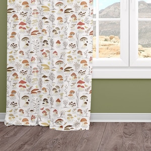 Mushroom Nursery Curtains, Whimsical Bedroom Fairy Bedroom Curtain Panels
