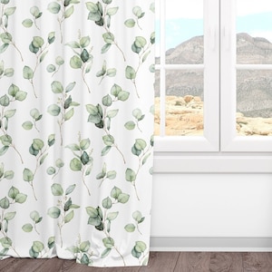 Curtains for Nursery or Bedroom, Greenery Farmhouse Style Blackout or Sheer Curtain Panels