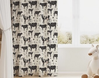 Cow Nursery Curtains, Farm Themed Nursery Decor, Bedroom Curtain Panels