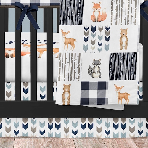 Woodland Nursery Bedding Set Deer Crib Bedding Baby Boy Etsy